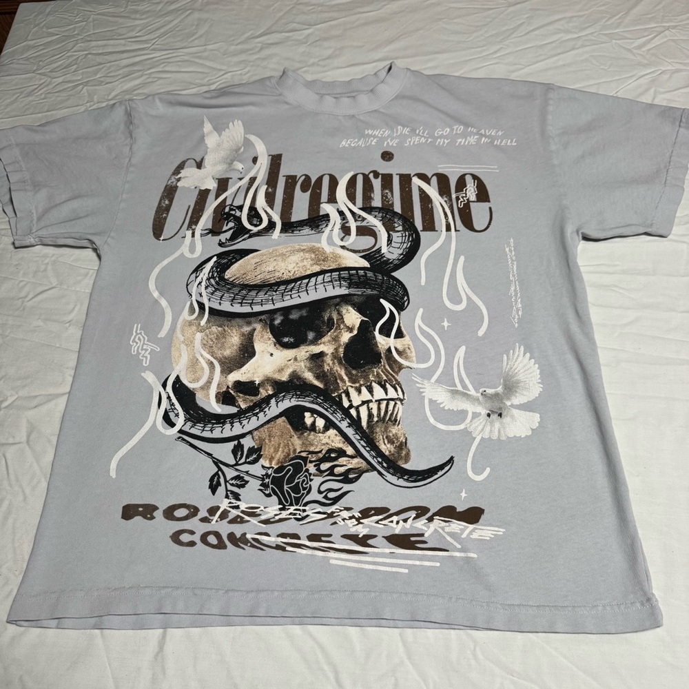 Civil Regime Men's Edgy Graphic Tee in Light Blue